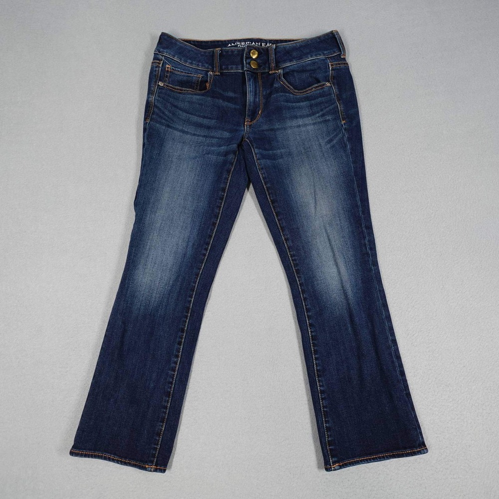 American Eagle Jeans Women 8 Blue Artist Crop Super Stretch Denim Casual